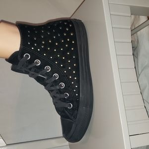 Converse velvet studded high tops